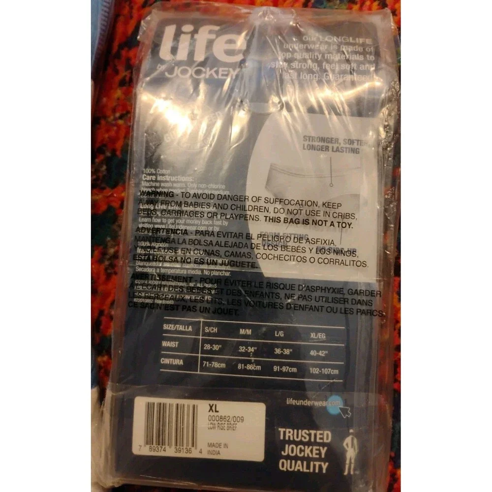 Vintage Life By Jockey Low Rise Men's Briefs 5 Pack Size Xl Blue cotton